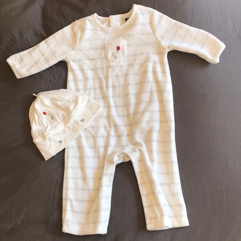 Janie and Jack baby onesie with matching cap